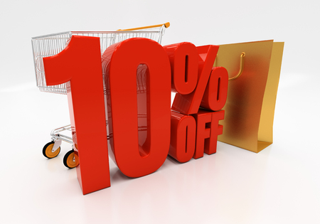 10 percent off. 3D illustrationの写真素材