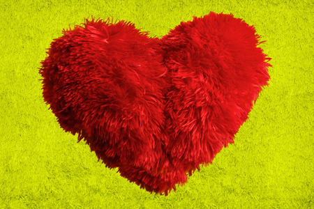Heart shape fluffy pillow. Valentine's Dayの写真素材