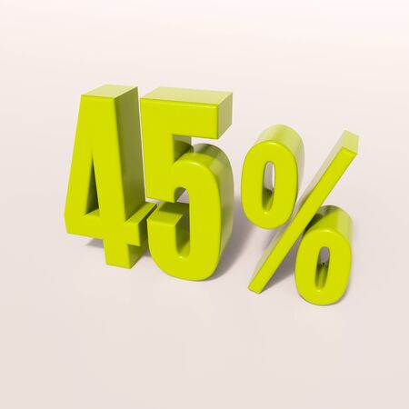 3d render: green 45 percent, percentage discount sign on white, 45%の写真素材