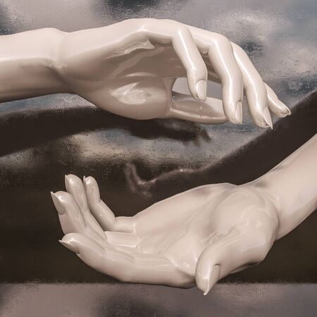 Hand Holding an Object, Space to Insert Object, Abstract Hands Holding Something, Open Space Between Themの写真素材