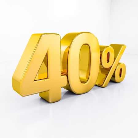 40 Percent Discount 3d Sign on White Background, Special Offer 40% Discount Tag, Sale Up to 40...