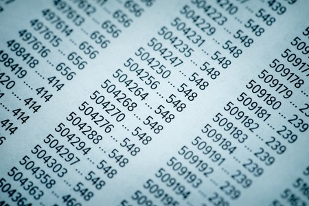 Financial Data Concept with Numbers, Spreadsheet Bank Accounts Accounting, Concept for Financial...