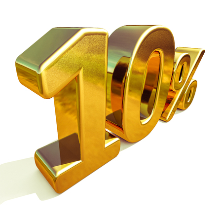 Gold 10 Percent Off Discount Sign, Sale Banner Template, Special Offer 10% Off Discount Tag, Ten Percentages Up Sticker, Gold Sale Symbol, Gold Sticker, Banner, Advertising, Gold Sale 10%の写真素材
