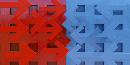 Schematic Image of Confrontation:  Debate Opponents, Conflict Management, Two Opposite Forces...