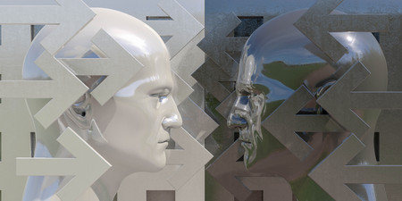 Schematic Image of Confrontation: Two Man Arguing and Threatening, Two Businessman Fighting, Debate...