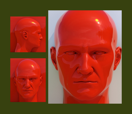 Realistic 3d Human Heads on Different Brightly Colored Backgrounds, Mannequin Dummy Head, Pop Art Heads, Pop Art Posterの写真素材
