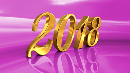 Gold 2018 Celebration Number, Golden 3D Numbers on a Festive Background, 2018 Happy New Year or Christmas Background Creative Greeting Card Design, for Flyers, Invitation, Posters, Brochure, Bannersの写真素材