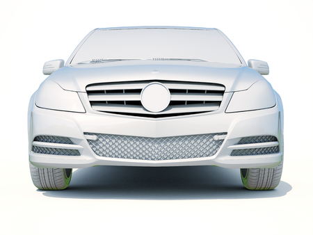 3d Car White Icon, 3d Car Blank Template, 3d White Car Icon with Shadow, Business Sedan Car on White Background, Automobile Isolated, Automobile Service Sign, Auto Body, Automobile Industryの写真素材