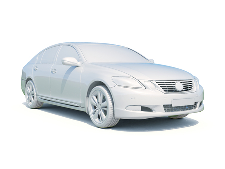 3d Car White Icon, 3d Car Blank Template, 3d White Car Icon with Shadow, Business Sedan Car on White Background, Automobile Isolated, Automobile Service Sign, Auto Body, Automobile Industryの写真素材