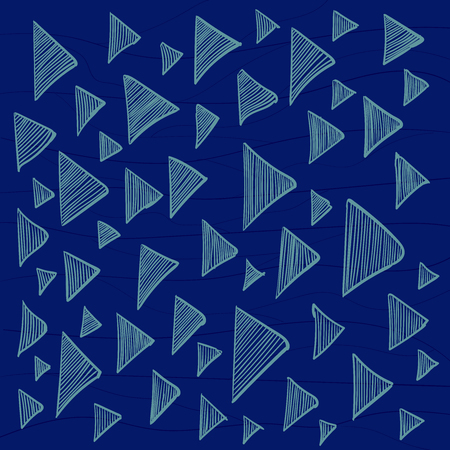 Hand Painted Triangle Shapes in Blue on Dark Backgroundのイラスト素材