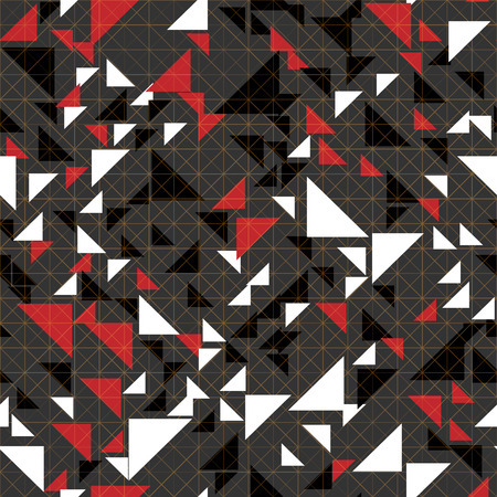 Fashion Seamless Background of Geometric Shapes, Trendy Colorful Mosaic Pattern, Presentation Triangle Abstract Grid, Pillow Multicolored Print, Retro Texture, Hipster Designのイラスト素材