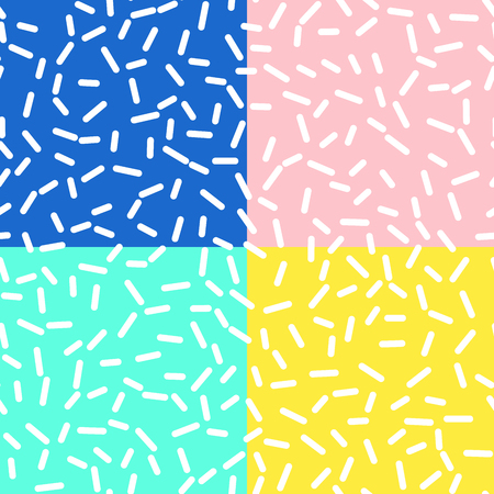 Abstract trendy retro geometric element template, seamless pattern in Memphis style design, festive retro fashion style.のイラスト素材