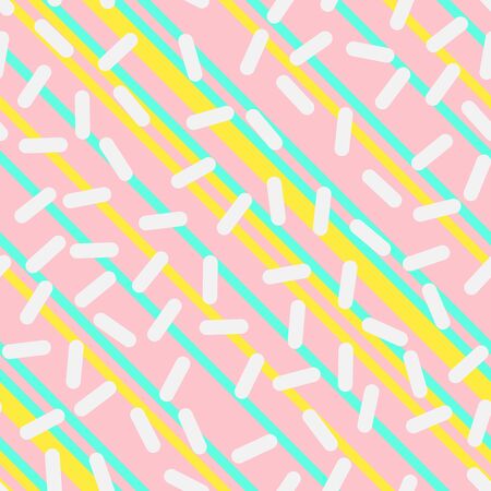 Abstract Trendy Retro Geometric Element Template, Seamless Pattern in Neo Memphis Style Design, Festive Retro Fashion Style 80-90sのイラスト素材