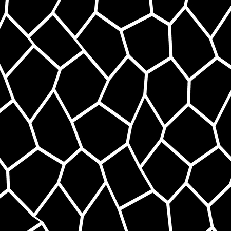 Black and White Irregular Grid, Modular Structure Mesh Pattern, Abstract Monochrome Geometric Polygon Texture, Photo Mosaic Template,  Photo Collage Backgroundのイラスト素材