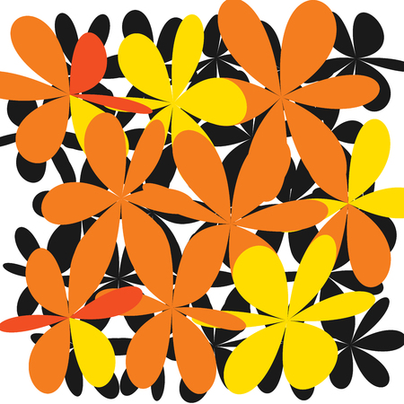 Whimsical Floral  Background, Pink Flower on Black, Exquisite Gentle Floral Graphic Ornament, Minimalistic Fashion Ornament, Flower bwのイラスト素材