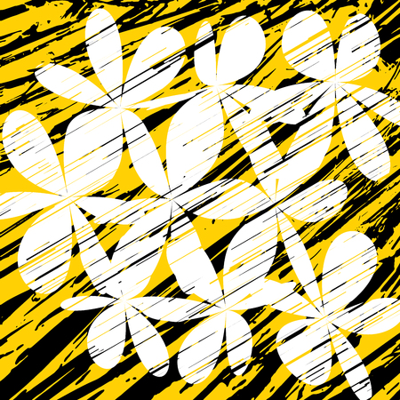 Grunge Daisy Flower Abstract Vector Background, Grunge Brush Strokes, Art Abstract Pattern Background, Old Grunge Graphics Styleのイラスト素材