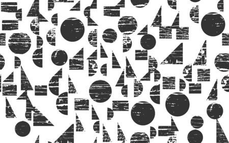 A Seamless Abstract Art Background with Textured Geometric Elements, Rhythmic Textured Endless Pattern, Grunge Print Design with Dirt Brush Painting, Continuous Grunge Geometric Backgroundのイラスト素材