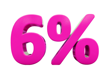 3d Illustration 6 Percent Discount Sign, Sale Up to 6, 6 Sale, Pink Percentages Special Offer, Save On 6 Icon, 6 Off Tag, 6 Percentage Sign, Percentage 3d, Black Friday  Percentageの写真素材