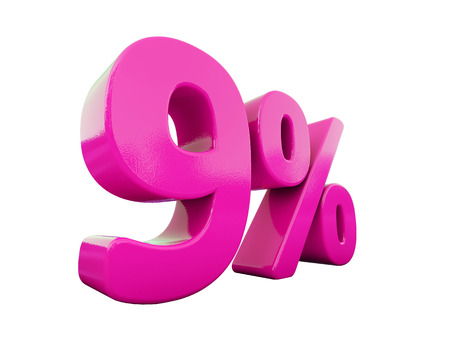 3d Illustration 9 Percent Discount Sign, Sale Up to 9, 9 Sale, Pink Percentages Special Offer, Save...