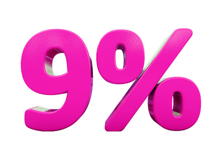 3d Illustration 9 Percent Discount Sign, Sale Up to 9, 9 Sale, Pink Percentages Special Offer, Save...