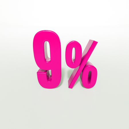 3d Illustration 9 Percent Discount Sign, Sale Up to 9, 9 Sale, Pink Percentages Special Offer, Save On 9 Icon, 9 Off Tag, 9 Percentage Sign, Percentage 3d, Black Friday  Percentageの写真素材