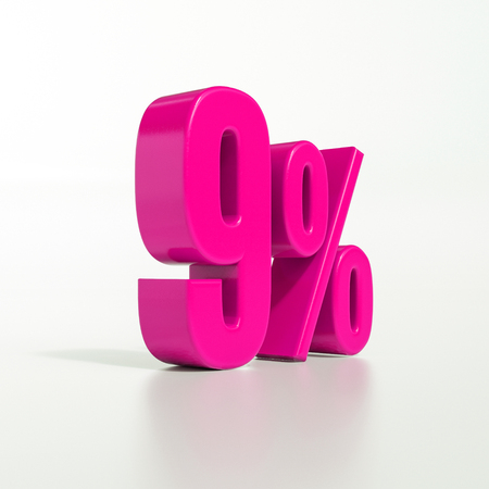 3d Illustration 9 Percent Discount Sign, Sale Up to 9, 9 Sale, Pink Percentages Special Offer, Save...