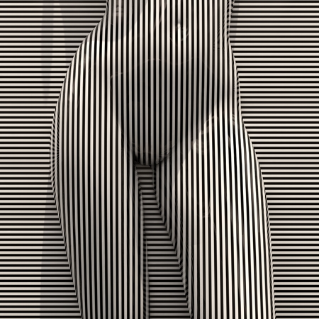 3d Geometric Stripped Pattern Illustration Art, Line Distortion Illusion Design, Abstract Woman Body...