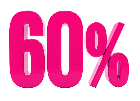 3d Illustration Pink 60 Percent Discount Sign, Sale Up to 60, 60 Sale, Pink Percentages Special Offer, Save On 60 Icon, 60 Off Tag, Pink 60 Percentage Sign, Percentage 3d, Black Friday  Percentageの写真素材
