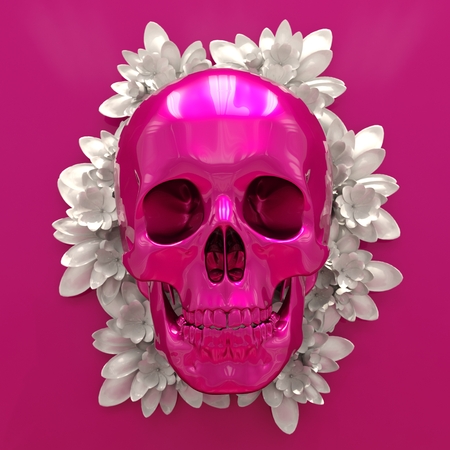 Abstract Bright Illustration of Skull, Skull Image in Artistic Technique with Vibrant Colors, Skull Art, Day of The Dead Skull, Mexican,  November 2の写真素材