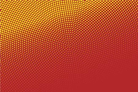 Halftone Circle Background, Abstract Dotted Background, Dots on Red Background, Halftone Effect, Comic Book Retro Print, Pop Art Style, Red and Yellow, Pattern with Circles, Dots, Vector illustrationのイラスト素材