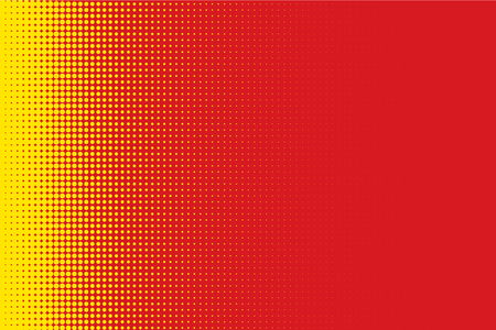 Halftone Circle Background, Abstract Dotted Background, Dots on Red Background, Halftone Effect, Comic Book Retro Print, Pop Art Style, Red and Yellow, Pattern with Circles, Dots, Vector illustrationのイラスト素材