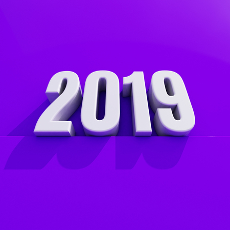 Red 2019 on White Background, New Year 2019, 3D Illustration, Happy New Year 2019, Red 3D Numbers, New Year 2019 3D Rendering, Numeral 2019, New Year 2019 Creative Design Concept 3D Rendered Imageの写真素材