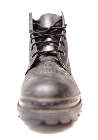 Black Safety Shoe on White Backgroundの写真素材