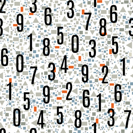 Numbers Shapes Seamless Pattern in Vectorのイラスト素材