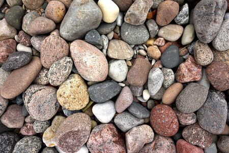 Decorative Round Stones, Abstract Smooth Round Pebbles on a Beach, Pebbles Sea Texture Background,...