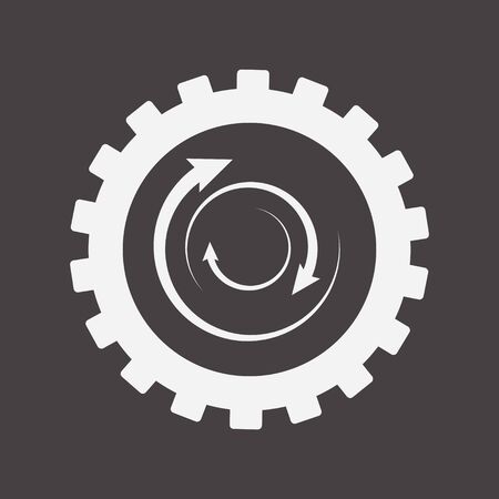 Gear Crowns with Rounded Arrows, Illustration of the Business Cooperation Gear, Mechanism Sign, Rotation Symbol, Productivity Blank Template, Rotation Iconのイラスト素材