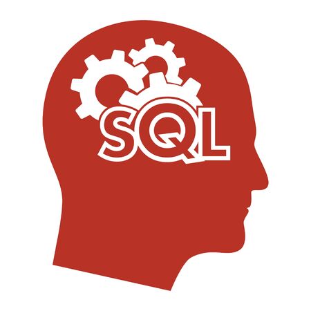 Text SQL Structured Query Language on Laptop, Database Search Data Code, Internet Security and Networking Concept, Sql Sigh Stroke Symbol Designのイラスト素材