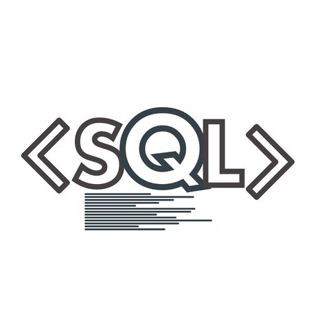 Text SQL Structured Query Language on Laptop, Database Search Data Code, Internet Security and Networking Concept, Sql Sigh Stroke Symbol Designのイラスト素材