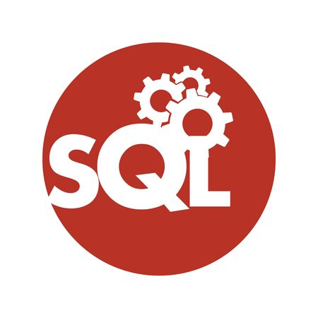 Text SQL Structured Query Language on Laptop, Database Search Data Code, Internet Security and Networking Concept, Sql Sigh Stroke Symbol Designのイラスト素材