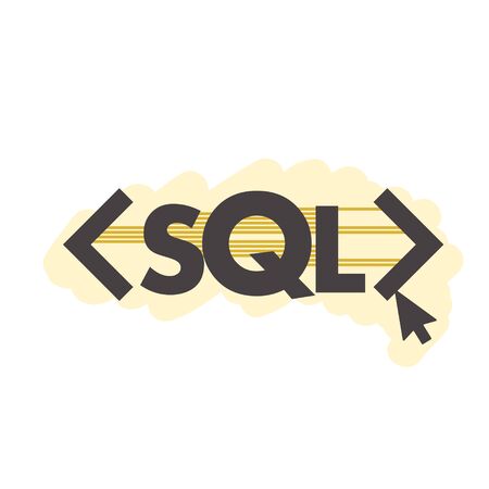 Text SQL Structured Query Language on Laptop, Database Search Data Code, Internet Security and Networking Concept, Sql Sigh Stroke Symbol Designのイラスト素材