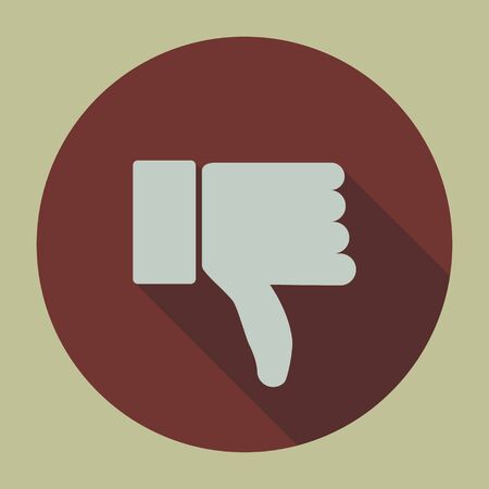 Thumb Down Dislike Icon in Trendy Flat Style with Shadow in Circle, Bad Symbol, Negative Sign For Social Networking Services, Vector Illustration Clipart for your Web Site Design, Logo, App, UIのイラスト素材