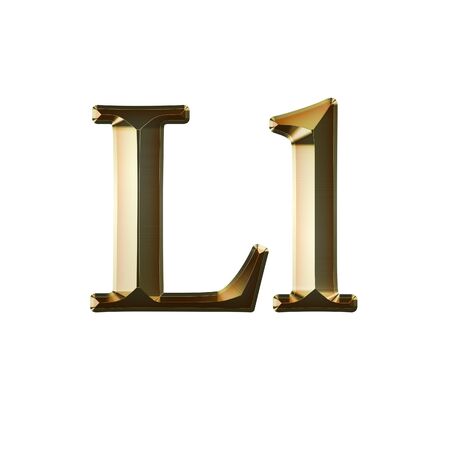 Luxury Ll 2-level Gold Gradient Isolated on White, Gold Glittering Metal Latin Alphabet, Elegant Realistic 3D Dd Golden Glitter Letters, ABC Fontの写真素材
