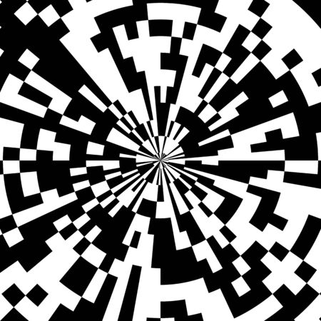 Radial Mosaic Tiles, Vector of Abstract Circular Pattern of the Pixel Effect Dome, Domed Roof Comic Book Black and White Radial Circle Background, Pop Art Design Explosion Illustrationのイラスト素材