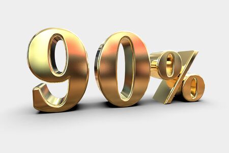 Gold Sale 90%, Gold Percent Off Discount Sign, Sale Banner 