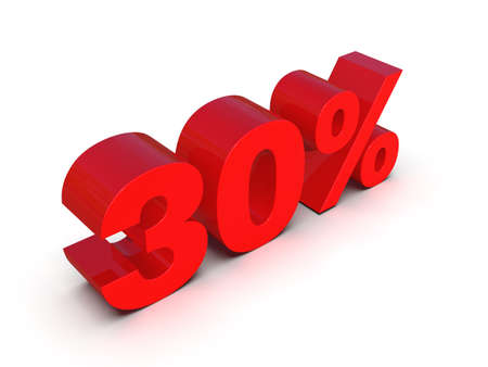 30 Percent Sign, Red 30% Percent Discount 3d Sign on White Background, Special Offer 30% Discount Tag, Sale Up to 30 Percent Off, Thirty Percent Letters Sale Symbol, Promotion Posterの写真素材