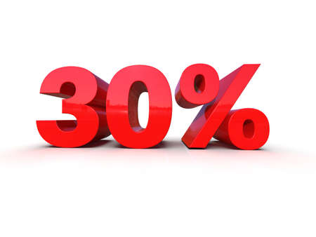 30 Percent Sign, Red 30% Percent Discount 3d Sign on White Background, Special Offer 30% Discount...