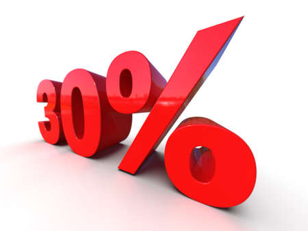 30 Percent Sign, Red 30% Percent Discount 3d Sign on White Background, Special Offer 30% Discount Tag, Sale Up to 30 Percent Off, Thirty Percent Letters Sale Symbol, Promotion Posterの写真素材