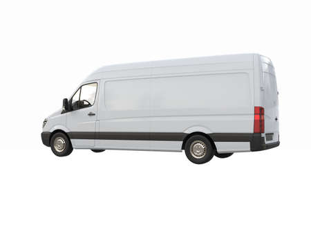 White Commercial Delivery Truck on a White Background isolated, Template Element Infographic, Postal Truck, Express, Fast Delivery, White Delivery Truck Icon, Transporting Service, Packages Shipmentの写真素材