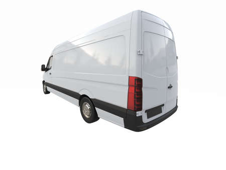 White Commercial Delivery Truck on a White Background isolated, Template Element Infographic, Postal Truck, Express, Fast Delivery, White Delivery Truck Icon, Transporting Service, Packages Shipmentの写真素材