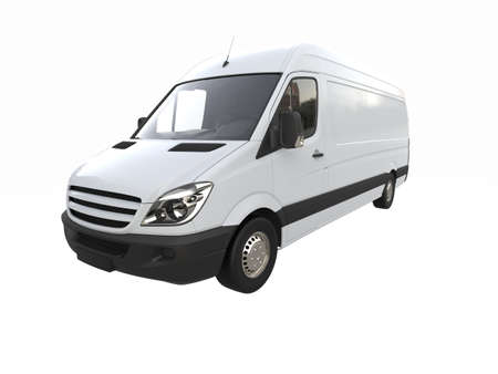 White Commercial Delivery Truck on a White Background isolated, Template Element Infographic, Postal Truck, Express, Fast Delivery, White Delivery Truck Icon, Transporting Service, Packages Shipmentの写真素材